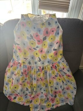 Girls' Floral Party Dress - Pink, Yellow & Blue Size: 14/16